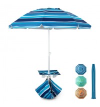 6.5 Feet Patio Beach Umbrella with Waterproof Polyester Fabric-Blue