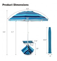 6.5 Feet Patio Beach Umbrella with Waterproof Polyester Fabric-Blue