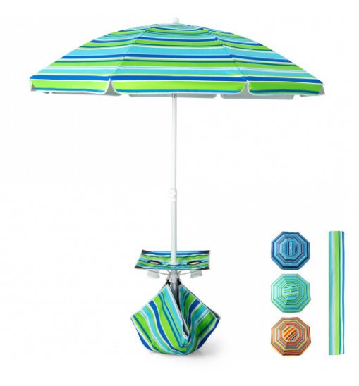 6.5 Feet Patio Beach Umbrella with Waterproof Polyester Fabric-Blue