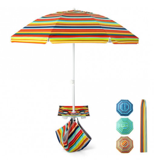 6.5 Feet Patio Beach Umbrella with Waterproof Polyester Fabric-Blue