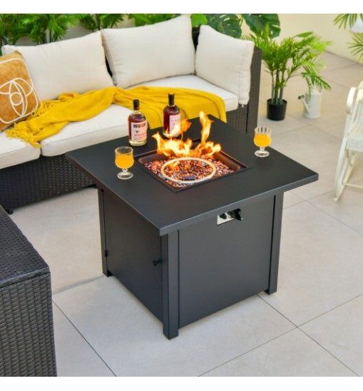 50 000 BTU 32 Inch Square Propane Gas Fire Pit Table