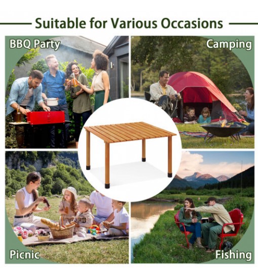 Folding Outdoor Camping Table with Carrying Bag for Picnics and Party-Natural