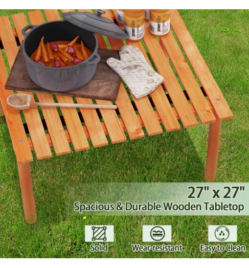 Folding Outdoor Camping Table with Carrying Bag for Picnics and Party-Natural