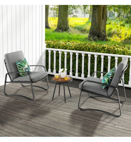 3 Pieces Patio Bistro Conversation Set with Waterproof DPC Tabletop