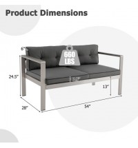 Contemporary 2-Person Sofa Chair with WPC Armrests for Balcony Backyard Porch