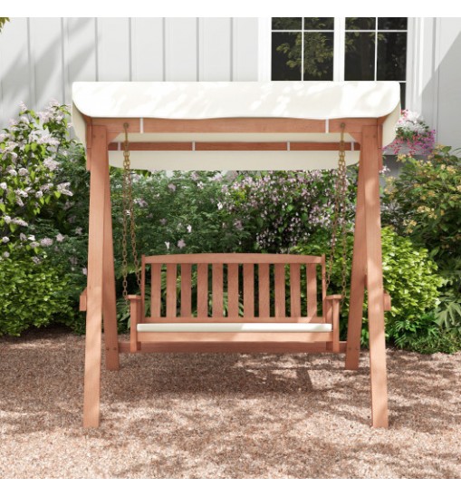 Outdoor 2-Seat Swing Bench w/ith A Frame and Sturdy Metal Hanging Chainsx