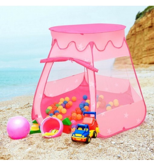 Pink Portable Kid Play House Play Tent with 100 Balls