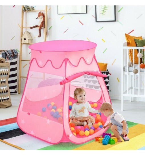 Pink Portable Kid Play House Play Tent with 100 Balls