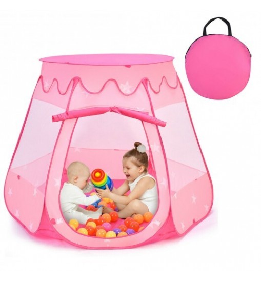 Pink Portable Kid Play House Play Tent with 100 Balls