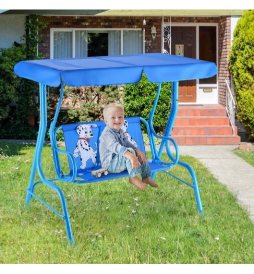 Outdoor Kids Patio Swing Bench with Canopy 2 Seats