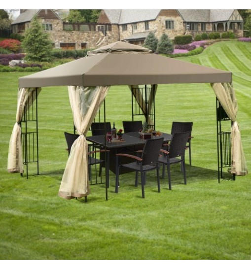 10 Feet x 10 Feet Awning Patio Screw-free Structure Canopy Tent