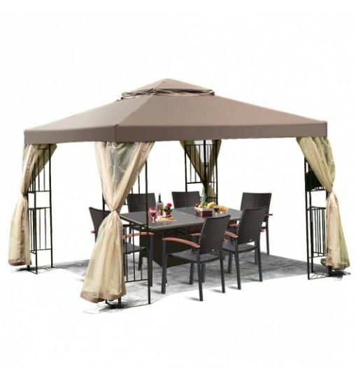 10 Feet x 10 Feet Awning Patio Screw-free Structure Canopy Tent