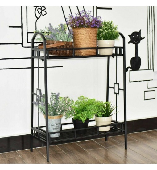 2-Tier Heavy Duty Metal Flower Plant Stand