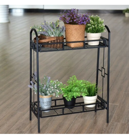 2-Tier Heavy Duty Metal Flower Plant Stand