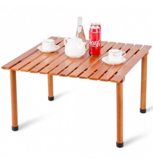 Folding Wooden Camping Roll Up Table with Carrying Bag for Picnics and Beach