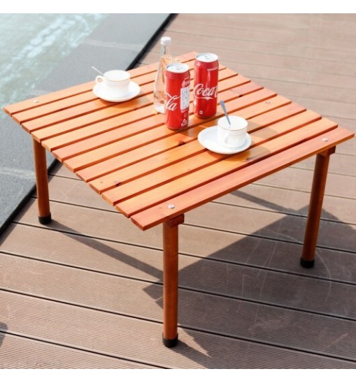 Folding Wooden Camping Roll Up Table with Carrying Bag for Picnics and Beach