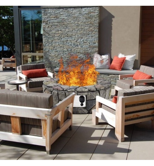 28 Inch Propane Gas Fire Pit with Lava Rocks and Protective Cover