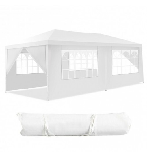 10 x 20 Feet 6 Sidewalls Canopy Tent with Carry Bag-White