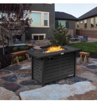 42 Inch 60 000 BTU Rectangular Propane Fire Pit Table with Waterproof Cover