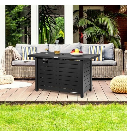 42 Inch 60 000 BTU Rectangular Propane Fire Pit Table with Waterproof Cover