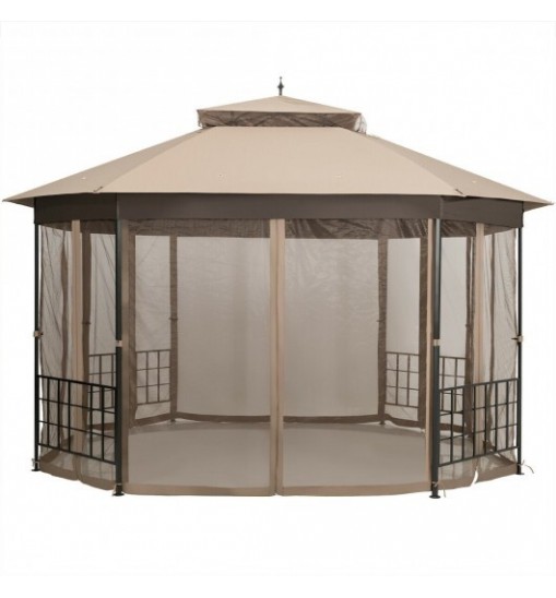 10'x 12' Octagonal Patio Gazebo-Brown