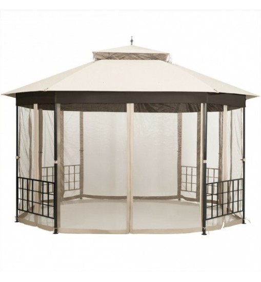 10'x 12' Octagonal Patio Gazebo-Brown