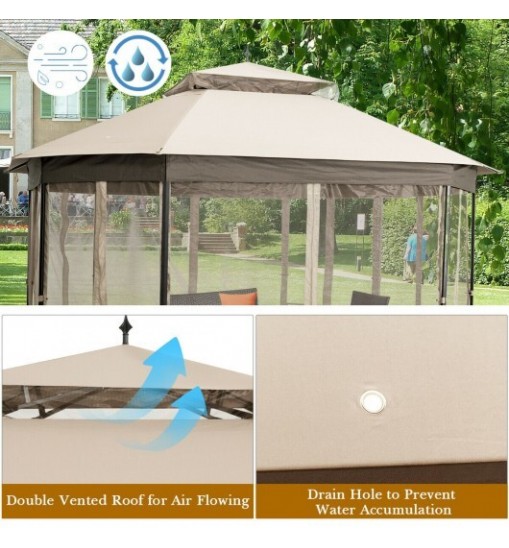 10'x 12' Octagonal Patio Gazebo-Brown