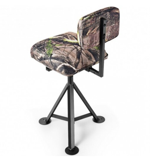 Swivel Hunting Chair Tripod Blind Stool with Detachable Backrest