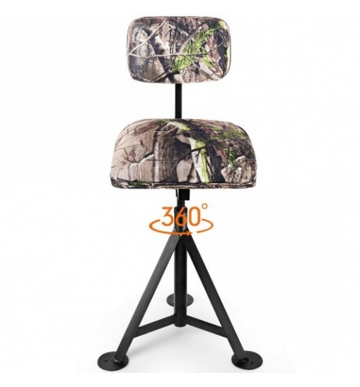 Swivel Hunting Chair Tripod Blind Stool with Detachable Backrest