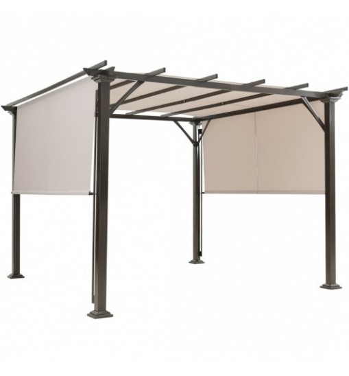 10 x 10 Feet Metal Frame Patio Furniture Shelter-Beige