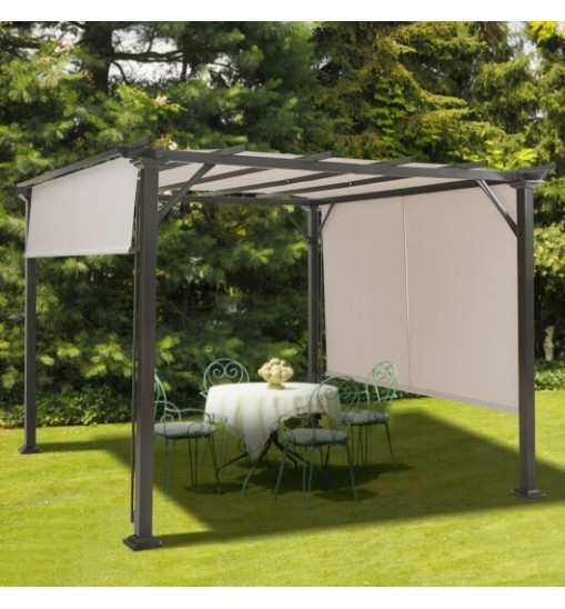 10 x 10 Feet Metal Frame Patio Furniture Shelter-Beige