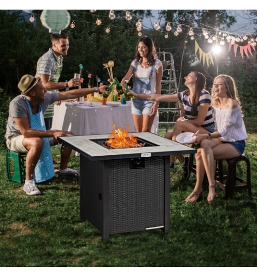 30 Inch Square Propane Gas Fire Pit Table Ceramic Tabletop