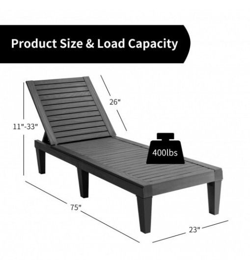 Outdoor Recliner Chair with 5-Position Adjustable Backrest-Black