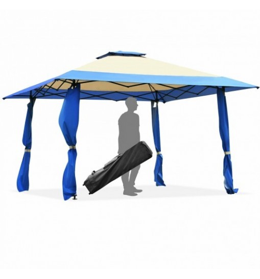 13 Feet x 13 Feet Pop Up Canopy Tent Instant Outdoor Folding Canopy Shelter-Blue