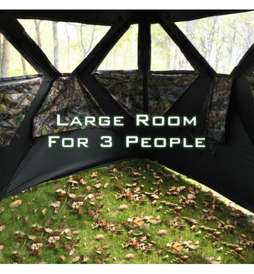 3 Person Portable Pop-Up Ground Hunting Blind with Tie-downs