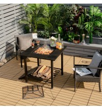 31 Inch Outdoor Fire Pit Dining Table with Cooking BBQ Grate