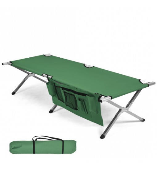 Folding Camping Cot Heavy-duty Camp Bed with Carry Bag-Green