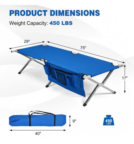 Folding Camping Cot Heavy-duty Camp Bed with Carry Bag-Green