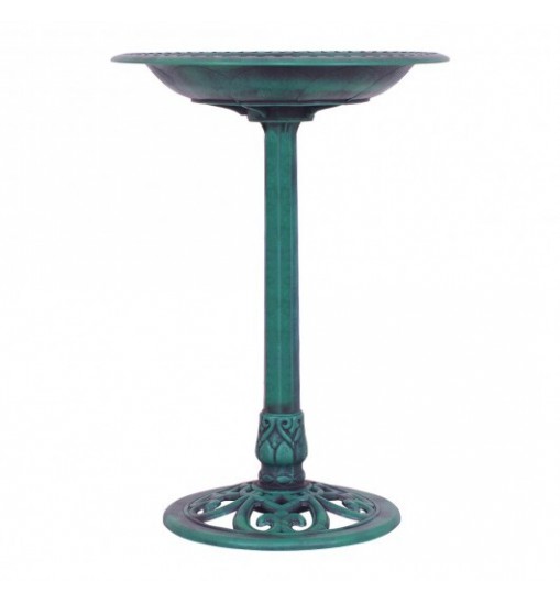 Outdoor Garden Green Pedestal Bird Bath Feeder