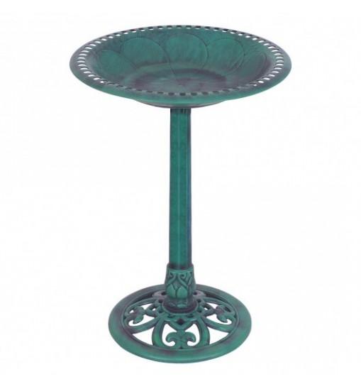 Outdoor Garden Green Pedestal Bird Bath Feeder