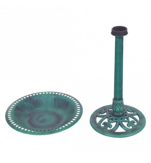 Outdoor Garden Green Pedestal Bird Bath Feeder