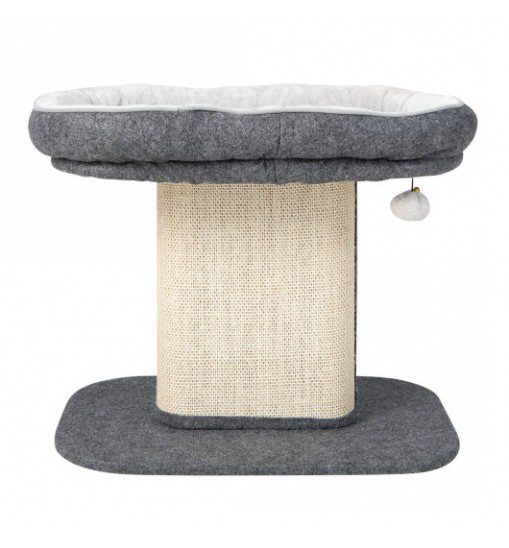 Modern Cat Tree Tower with Large Plush Perch and Sisal Scratching Plate-Gray