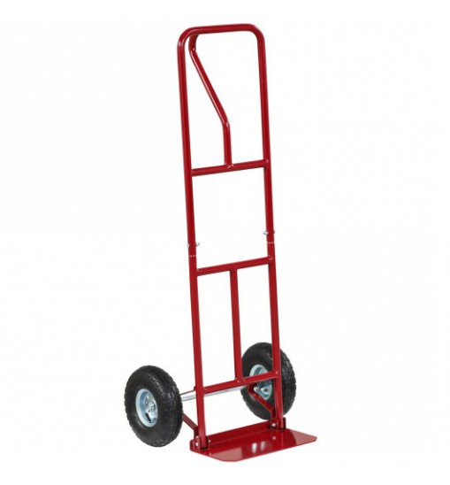 P-Handle Hand Truck with Foldable Load Plate for Warehouse Garage-Black