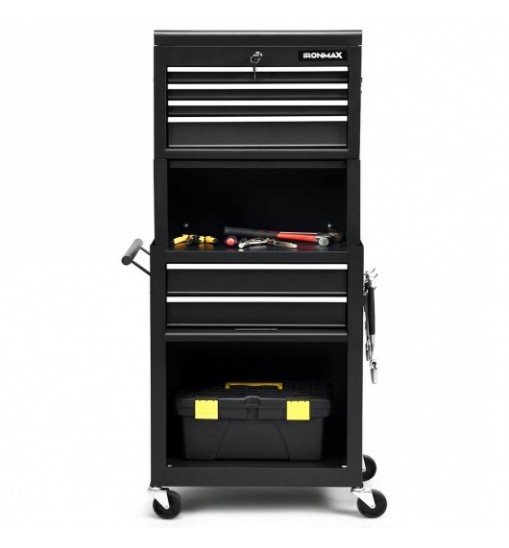 6-Drawer Tool Chest with Heightening Cabinet-Black