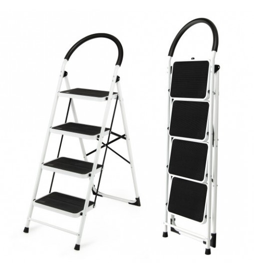 4-Step Folding Ladder with Anti-Slip Pedal Platform 330Lbs Capacity