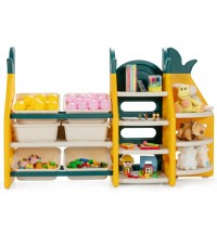 3-in-1 Kids Toy Storage Organizer with Bookshelf Corner Rack