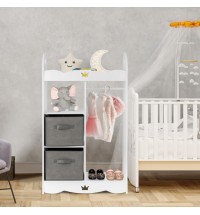 Kids Dress up Storage Costume Closet with Mirror and Toy Bins-White