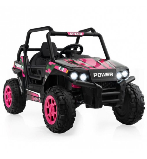 12V Kids UTV Ride on Car with 2.4G Remote Control Music and LED Lights-Pink