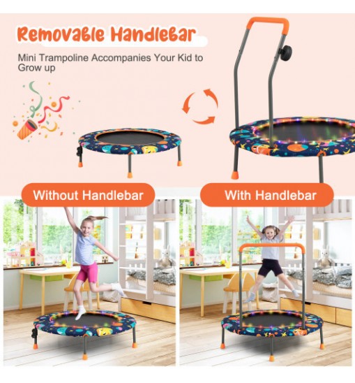 36 Inch Mini Trampoline with Colorful LED Lights and Bluetooth Speaker