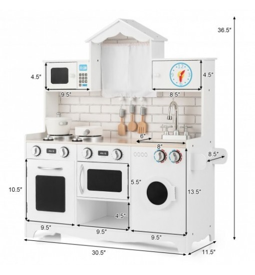 Wooden Kids Kitchen with Washing Machine